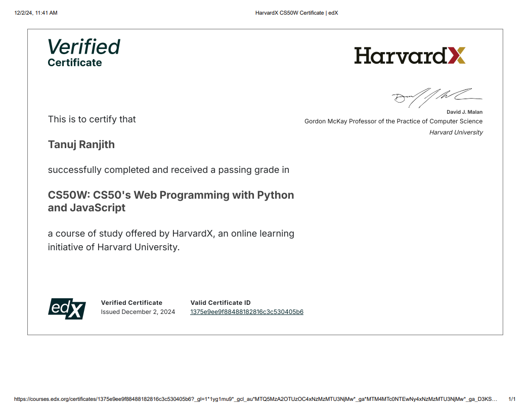 CS50's Web Programming with Python and JavaScript